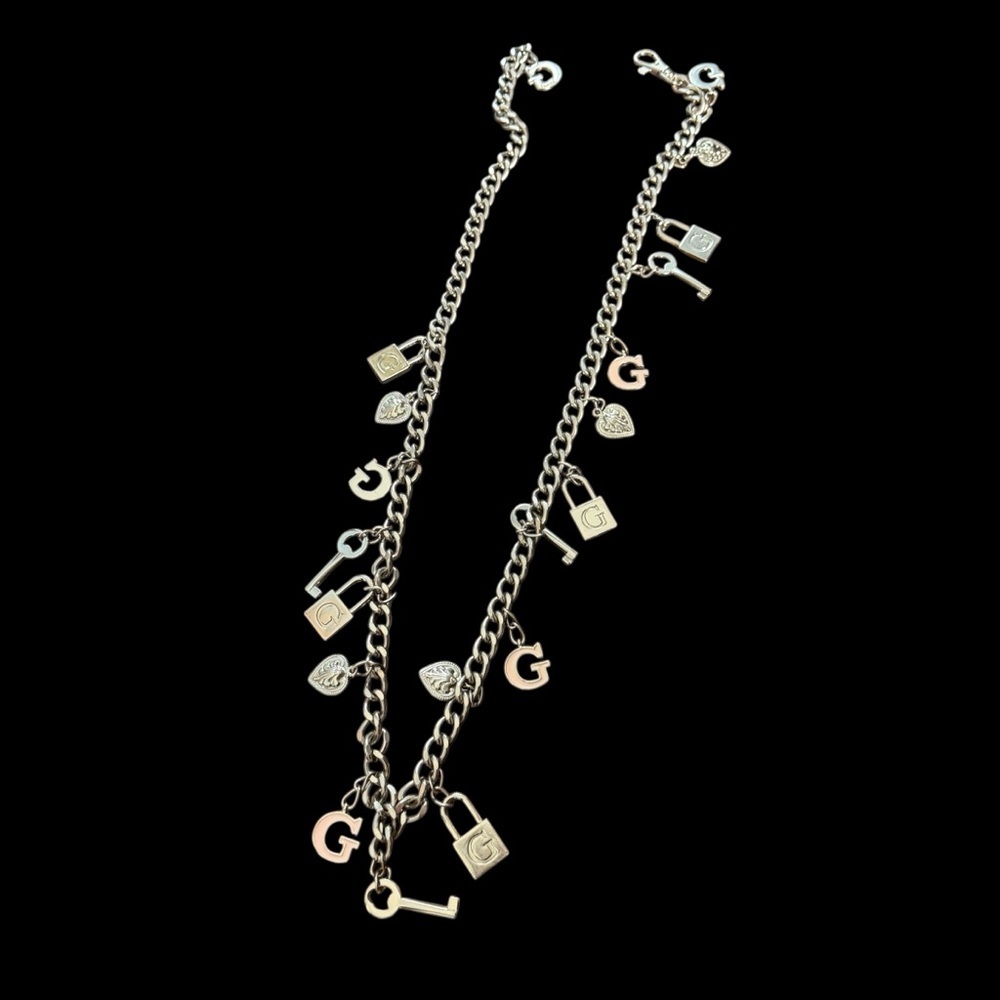 Gap Y2K Vintage Silver Charm Chain Belt